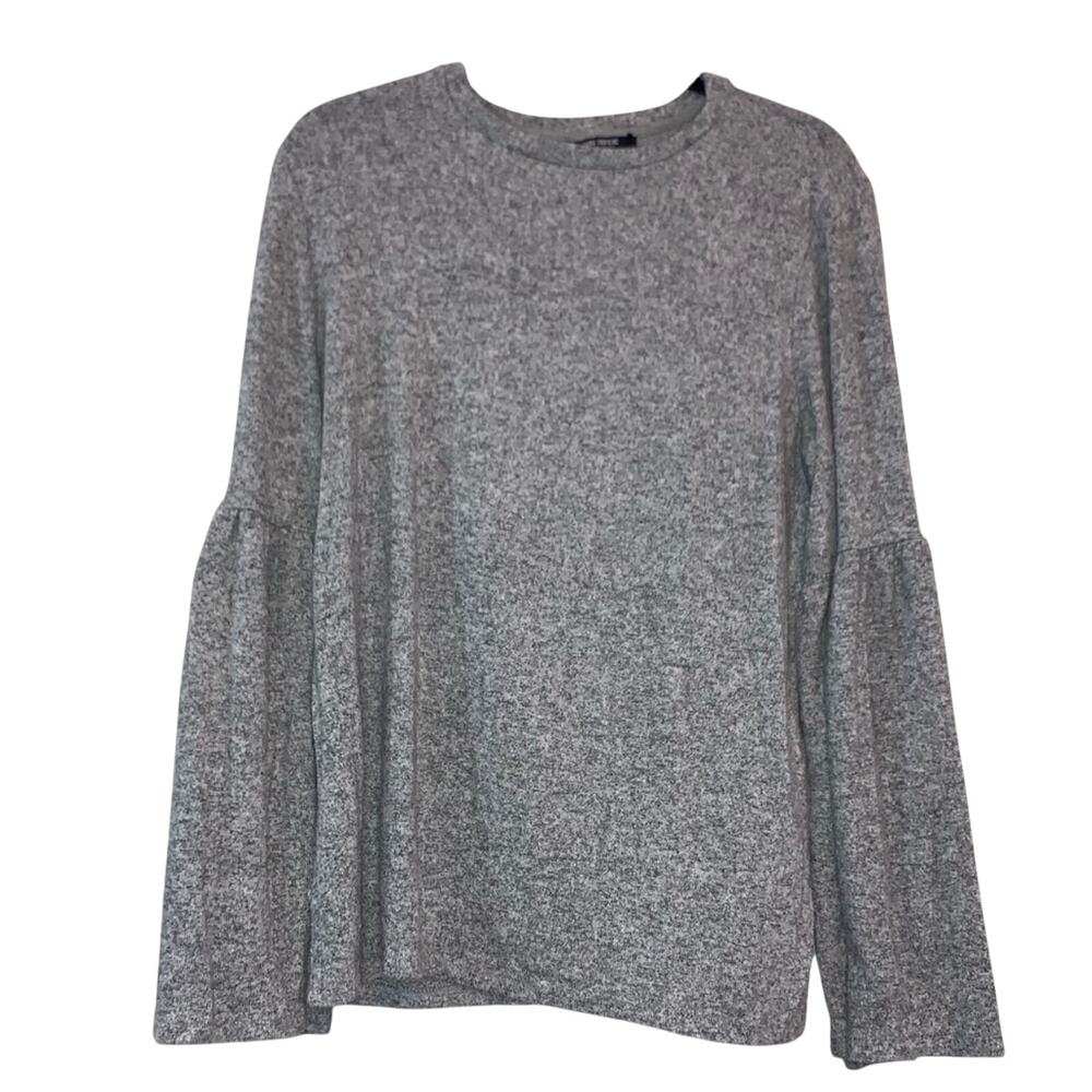 Zara Trafaluc Gray Bell Sleeve Sweater Medium Soft Knit Lightweight Top